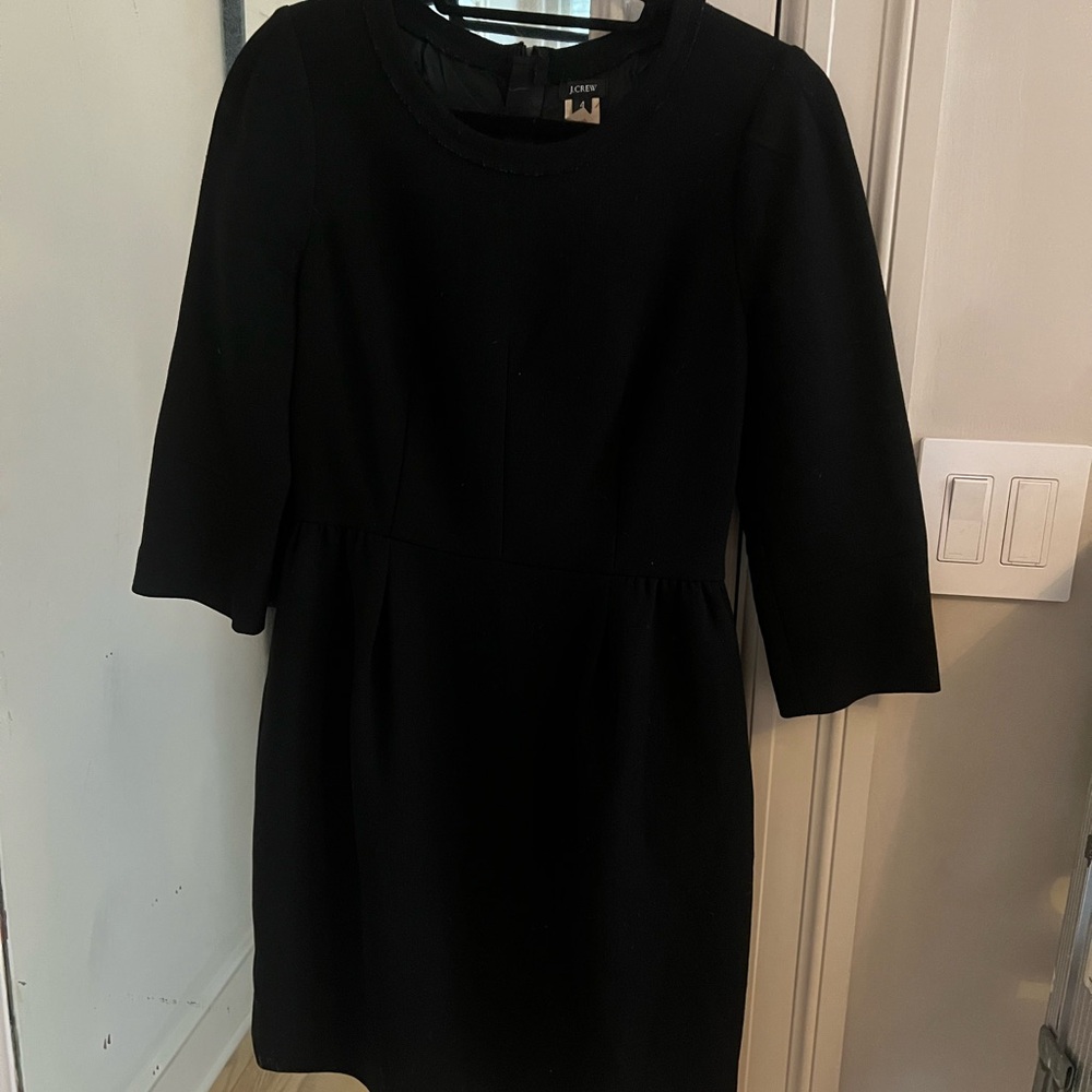 J Crew Black and  Dress 3/4 Sleeve Crew Neck